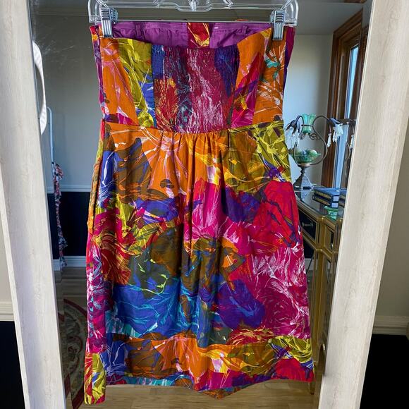 Moulinette Soeurs Strapless Tropical Colorful dress size 6 - Picture 8 of 11